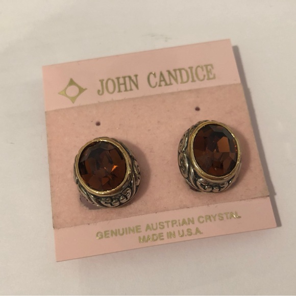 John Candice NEW Earrings Genuine Austrian Crystal - Picture 2 of 5